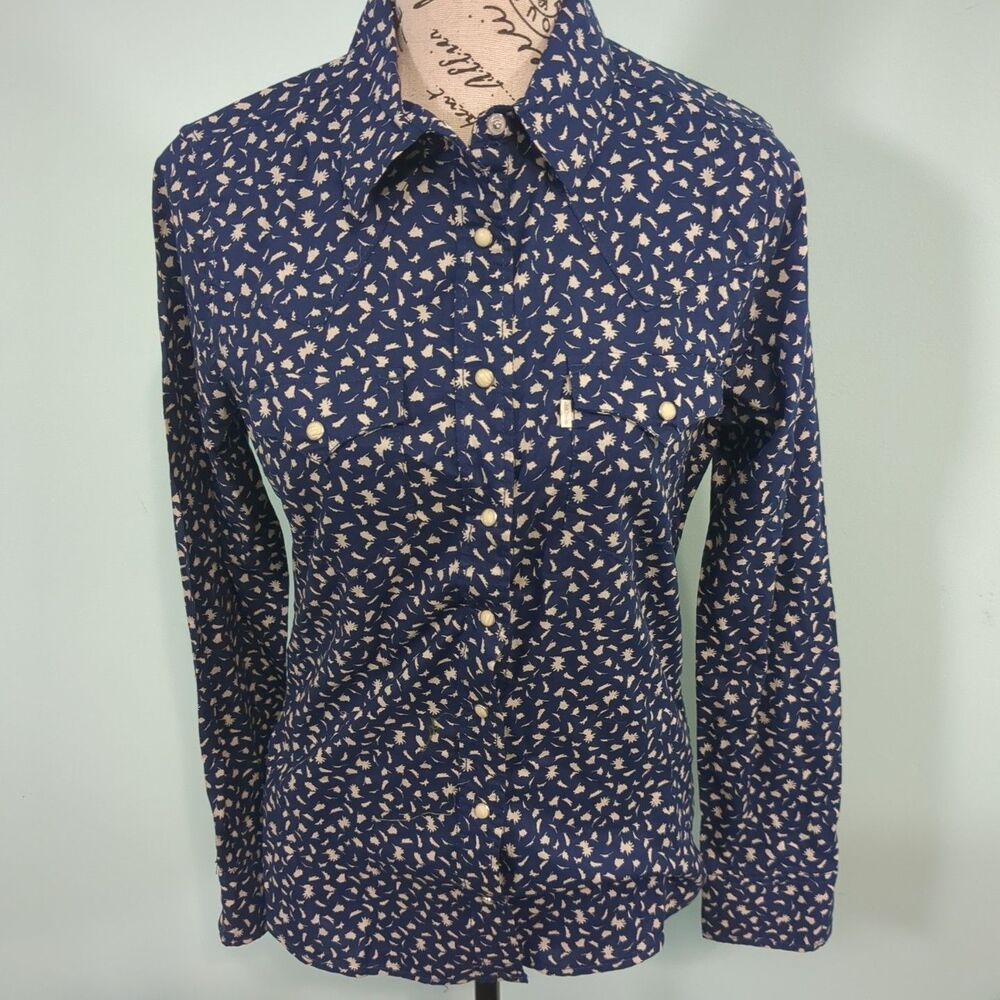levi's pearl snap women's rooster small long sleeve shirt cowboy rodeo festival